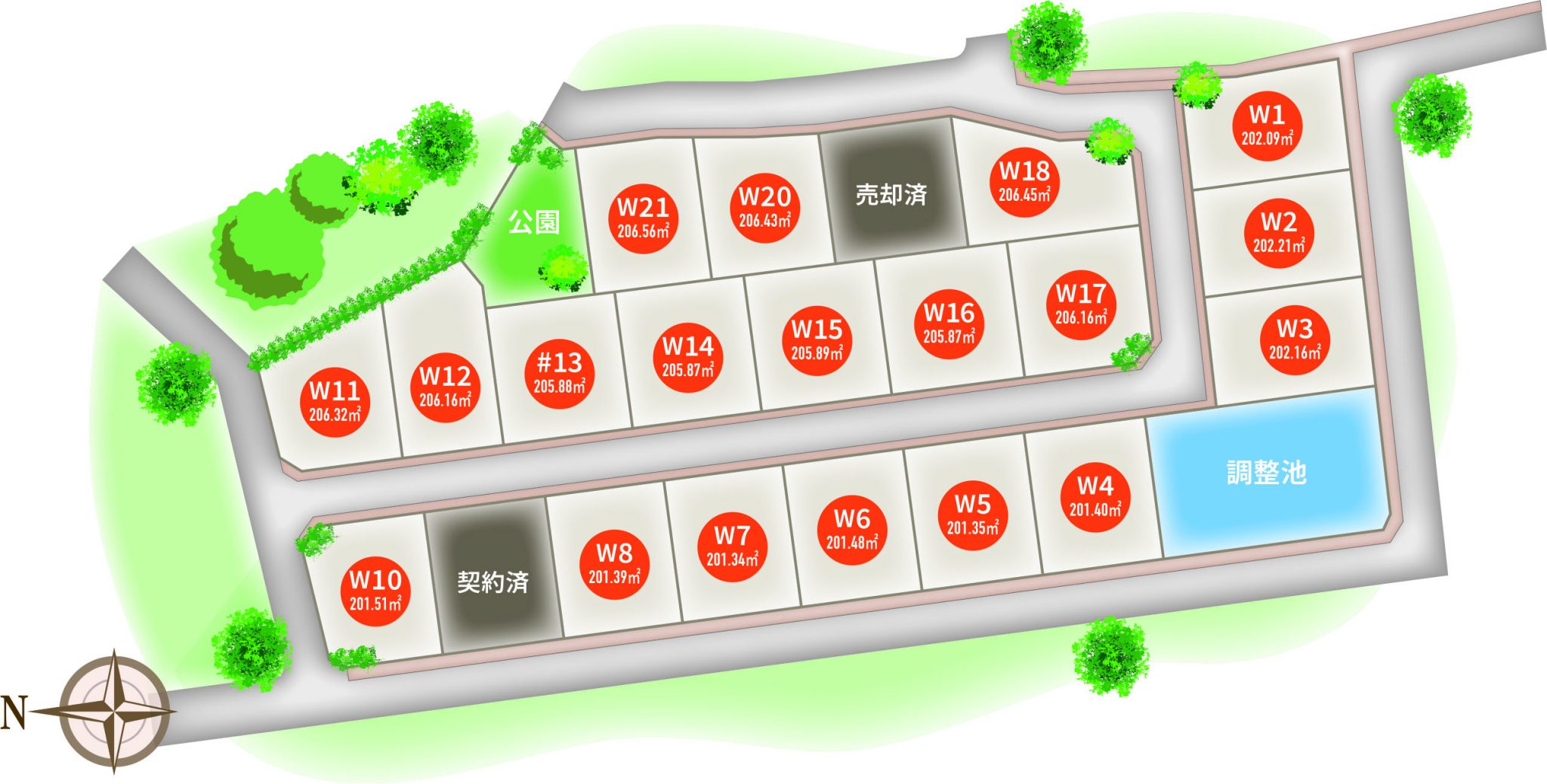 【エンブルタウン袋井鷲巣】残り19／21区画！　建築条件なしで即引渡し可！